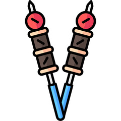 skewer lineal multi color icon, related to summer theme