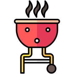 bbq lineal multi color icon, related to summer theme