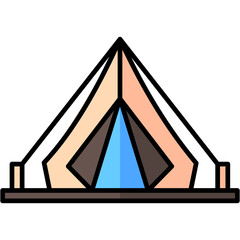 camping tent lineal multi color icon, related to summer theme