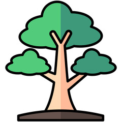 tree lineal multi color icon, related to summer theme