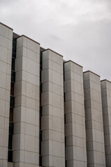 Detail of a brutalist style building now occupied by the University of Calgary school of architecture.
