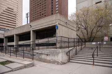 Brutalist architecture in downtown Calgary. 