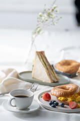 breakfast with coffee and croissant