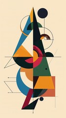 Geometric sculptures flat design top view abstract shapes theme cartoon drawing Triadic Color Scheme