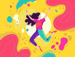 Physics of dance movements flat design top view kinetic analysis theme animation Complementary Color Scheme