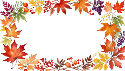 leaf border thanksgiving rowan botanical flower autumn design invitation illustration card maple frame grape watercolor chrysanthemum floral fall tree chaplet arrangement composition garden forest