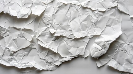 A white paper with torn edges, crumpled in an artistic manne