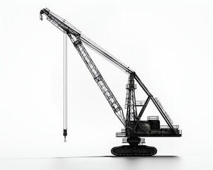 Artistic render of a crane at sunset, with the silhouette highlighting the elegant lines, digitally imposed on a white canvas