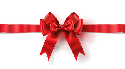 red ribbon bow on the ribbon for festival isolated on white background