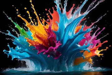 Splash in the water  Abstract background Dynamic Splash Burst of Flavors - obrazy, fototapety, plakaty