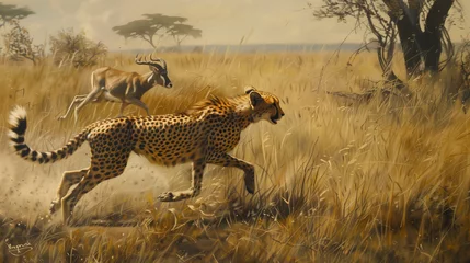 Wall murals cheetah and cub herren little animal running and for life 
