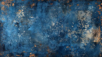 Obraz premium Behold the captivating allure of a grunge blue background, where distressed surfaces and rugged textures come together to form a visually striking backdrop, 