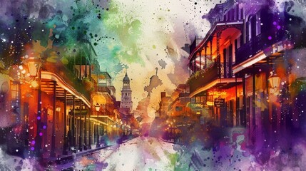 Behold the dazzling spectacle of Mardi Gras with this enchanting digital watercolor background