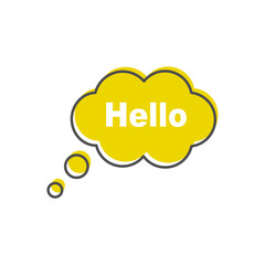 Welcome Icon Vector Speech Bubble Design with 'Hello