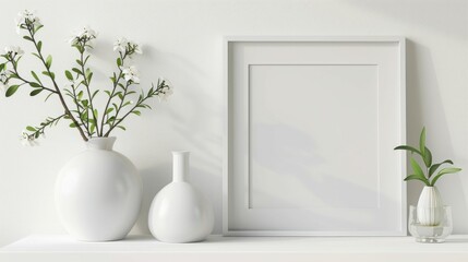 White Vase and Frame on Modern Table
