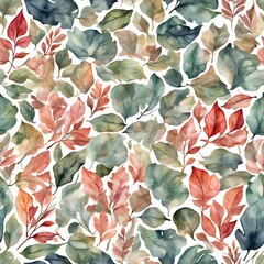 Foliage texture watercolor   seamless_pattern - obrazy, fototapety, plakaty