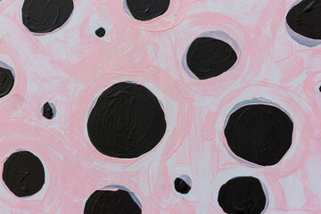 Close up of polkadot mural paint, wall textured background, small part of a big colorful street art graffiti on wall. 