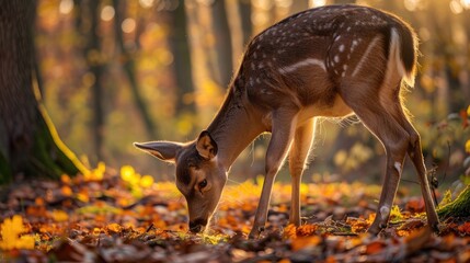 Feeding deer in the forest