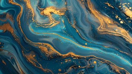 Abstract blue and gold marbling texture