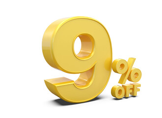 Sale 9 Percent discount number 3d render