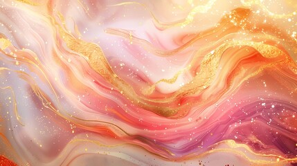 Abstract swirls with glittering gold accents