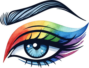 Watercolor Pride Month Clipart: LGBT Rights, Rainbow, and Diversity Themes. Colorful LGBT Pride Eye: Gay, Lesbian, Bisexual, Transgender Symbols. Handcrafted Celebrating Pride, Equality, and Love