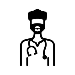 Vector solid black icon for Medical face mask