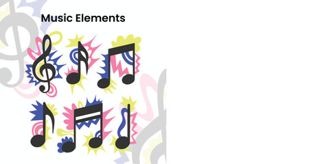 Music Vector illustrations of musical instruments For Design elements