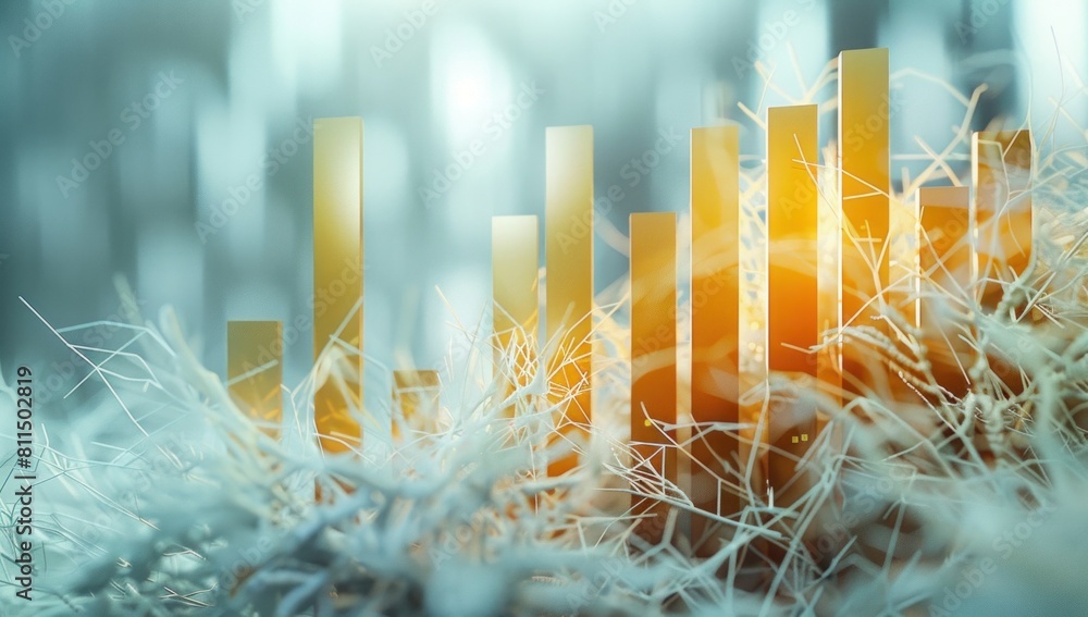 Aufkleber present a dynamic composition featuring a 3d bar graph intertwined with intricate larva texture, sym