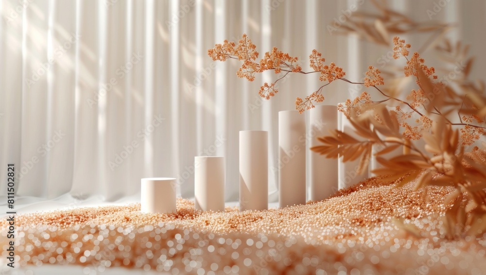 Aufkleber present a minimalist shot of a 3d bar graph integrated with subtle larva texture, representing the s