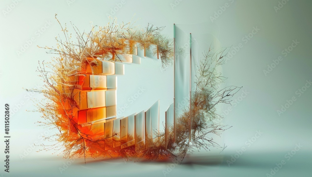Fototapete present a dynamic composition featuring a 3d bar graph intertwined with intricate larva texture, sym