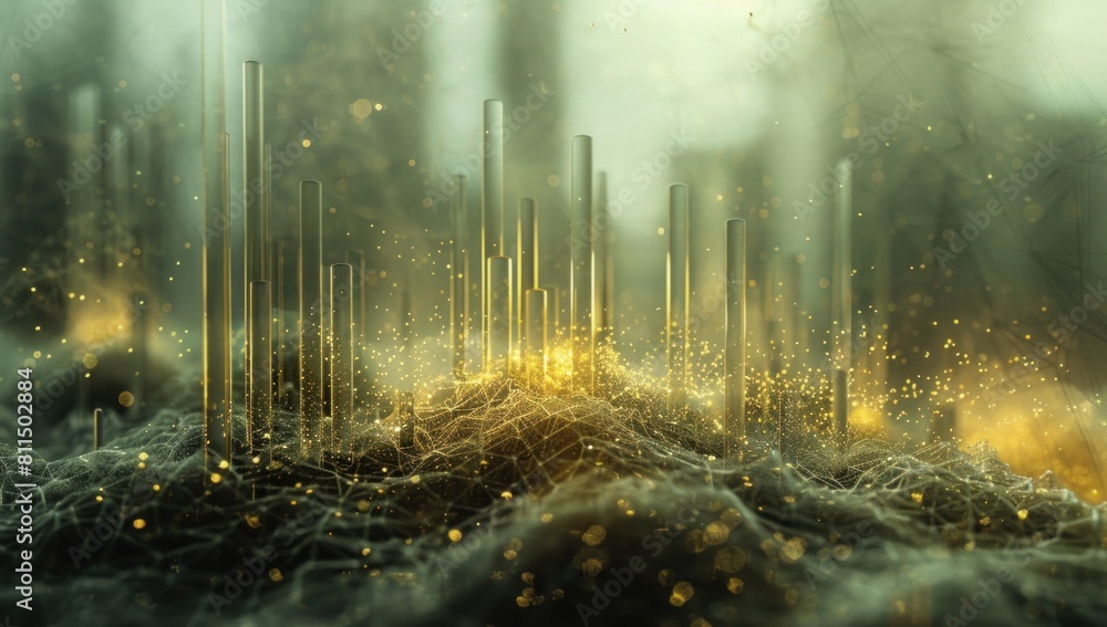 Poster present a visually captivating shot of a 3d bar graph emerging from a bed of intricate larva texture