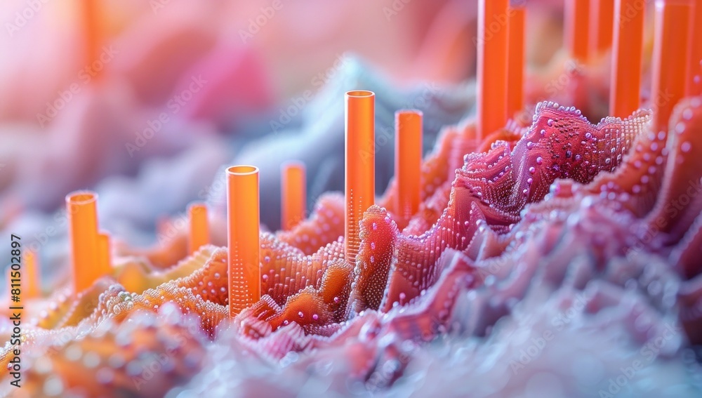 Poster present a visually captivating shot of a 3d bar graph emerging from a bed of intricate larva texture
