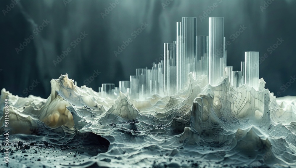Poster present a visually captivating shot of a 3d bar graph emerging from a bed of intricate larva texture