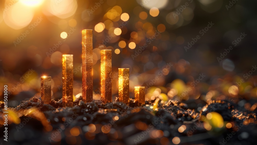 Aufkleber showcase the essence of transformation and growth with a 3d bar graph rising from a bed of larva tex
