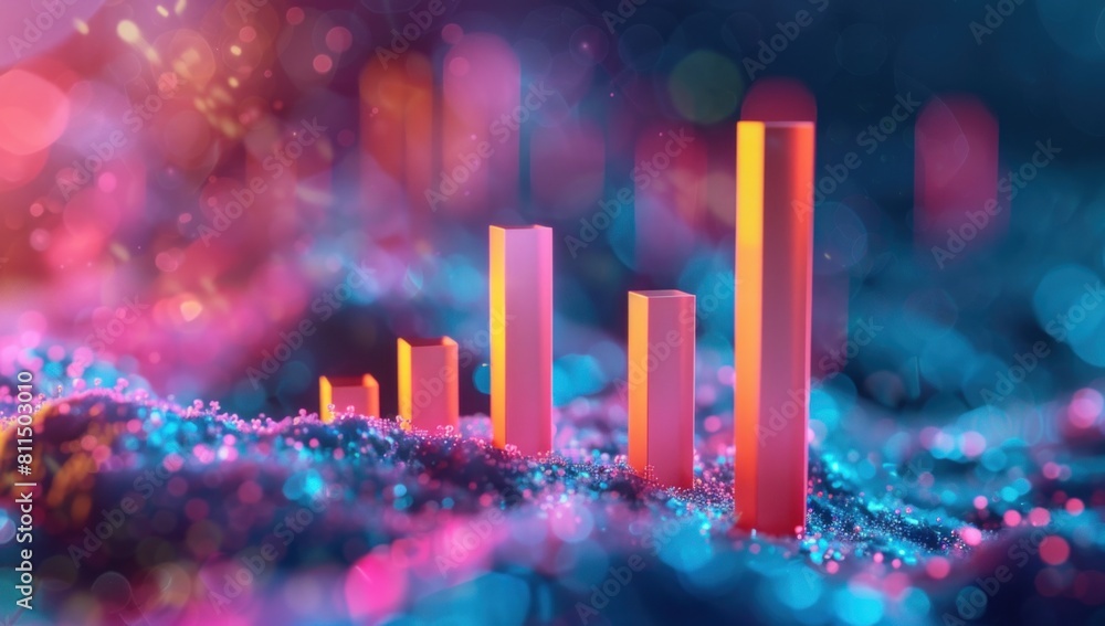 Aufkleber showcase the essence of transformation and growth with a 3d bar graph rising from a bed of larva tex