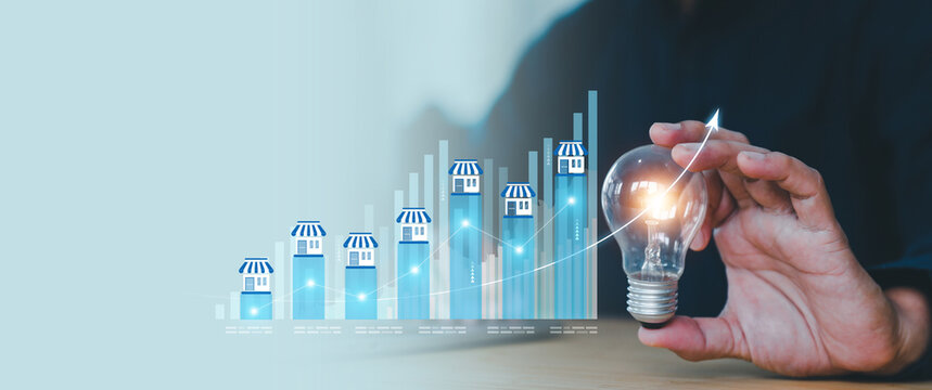 Franchise business e-commerce online e-marketplace or digital marketing branch expansion for growth or use technology to analyze product consumer data website management plan for sale service concept.