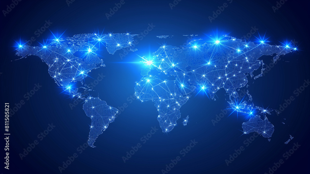 Aufkleber global network connection. world map point and line composition concept of global business. vector i
