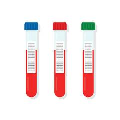 Medical test tube with blood, set of vector illustration of blood components