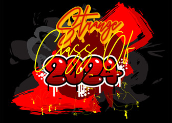 Class of 2024 Graduation design template Graffiti tag. Abstract modern street art decoration performed in urban painting style.