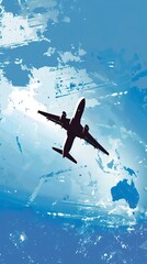 Naklejka premium airplane flight tickets air fly travel takeoff silhouette 