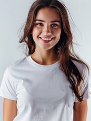 Woman wearing white tshirt mockup created with generative AI