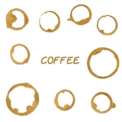 Coffee Blob Set On White Background, Vector