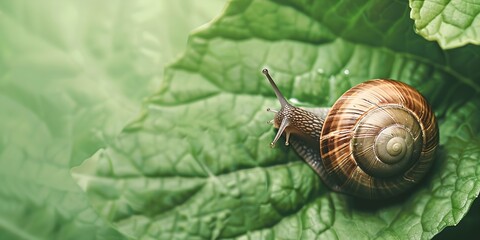 a snail is sitting on a green leafy plant