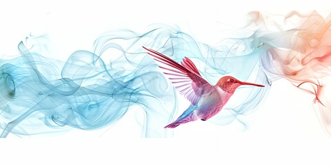 Fototapeta premium a hummingbird flying through the air with smoke in the background