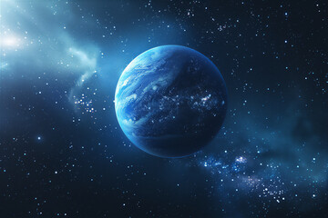 Fototapeta premium Blue Planet in universe with realistic illustration. Neptune Planet illustration.