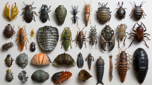 All types of insects, slugs and trilobites.,  Todo tipo de insectos, babosas y trilobites