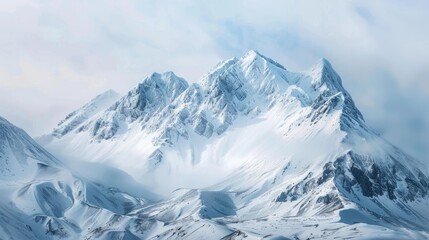 Naklejka premium Mountains draped in snow after recent snowfall