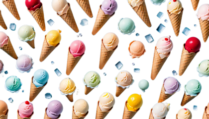 cream scoops ice row artisanal creamy dairy dessert favor food glac� gelato isolated italian parlour scoop speciality summer sweet assortment banner cherry green header nut orange panorama peach red