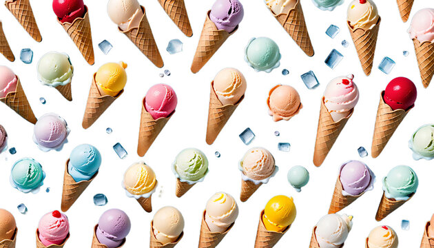 cream scoops ice row artisanal creamy dairy dessert favor food glac� gelato isolated italian parlour scoop speciality summer sweet assortment banner cherry green header nut orange panorama peach red